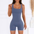 thumbnail image 2 of AherBiu Workout Bodysuits for Women Square Neck Sleeveless Compression Gym Yoga Short Jumpsuits Rompers, 2 of 7