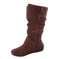 thumbnail image 2 of Bottes Mi-Mollet à Bout Rond pour Femmes Zone 70, Confort, Fermeture Éclair, Boucle, Style Plissé Décontracté, Talon Plat ( Brun, 11), 2 of 2