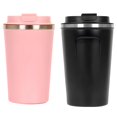 thumbnail image 1 of 2 Pcs Insulated Coffee Mugs, 304 Stainless Steel Vacuum Thermos with One-Touch Lid, Leakproof Coffee Tumblers for Hot & Cold Drinks, Travel Coffee Cups, 12.8 oz, Black+Pink, 1 of 5
