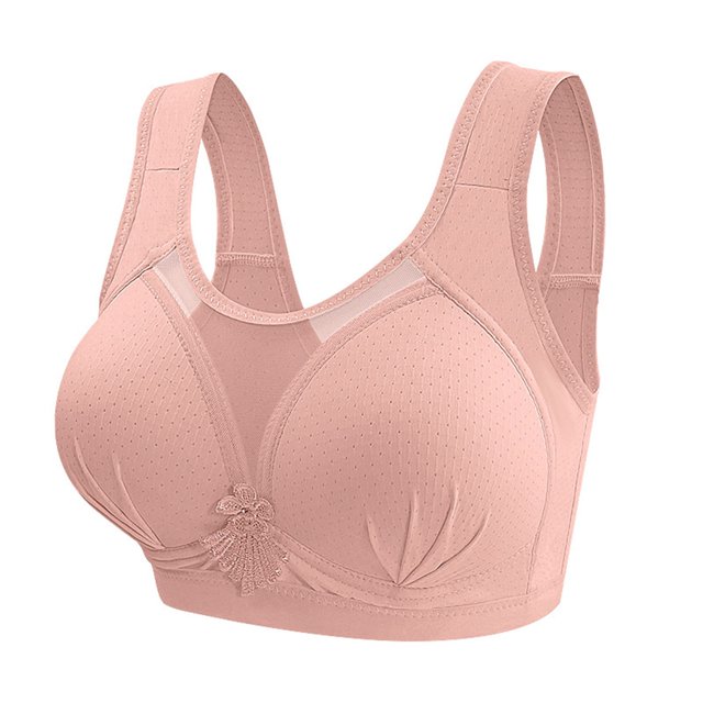 Wireless Bras for Women Middle Aged and Elderly Bras Without Steel Rings Large Size Underwear Front Button Style Bra Comfortable Bra Everyday Bras Pink 42