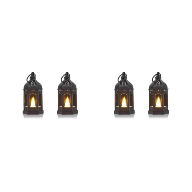 Ruiboury 2pcs/set Set Mood Flickering Candlelight Of Black Lanterns Size Innovative black-2PCS 2Set