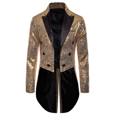 TheFound Complet pour Homme Paillettes Brillantes Col Rabattu Bal Queue-de-Pie Smoking