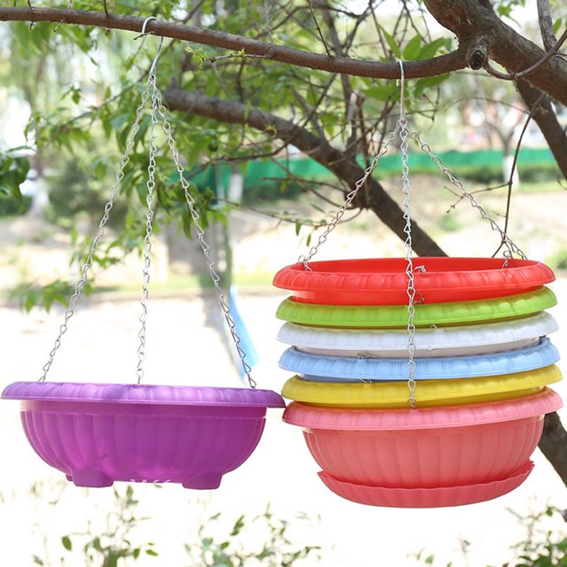 Breathable Hanging Flower Pot Triangular Design Plastic Smooth Surface Plant Pot Patio Decor White One Size