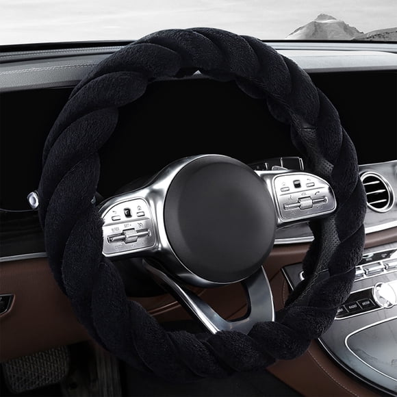 COFEST Car Steering Wheel Cover with Soft Warm Non-Slip Car Decoration Car Wheel Protector Universal Fits 14-15 Inches Black