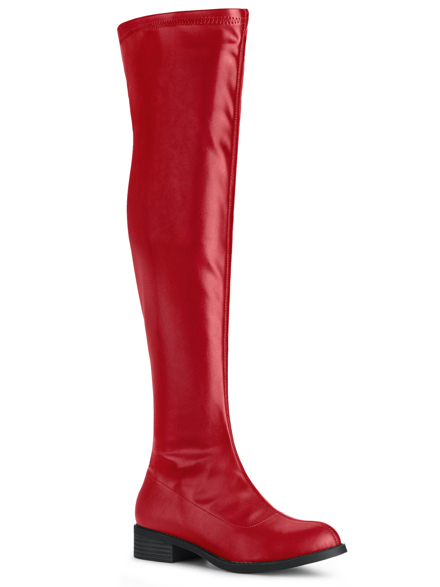 Unique Bargains Bottes Cuissardes pour Femmes à Talon Bloc Cuissardes au-Dessus du Genou Rouges (Taille 8)
