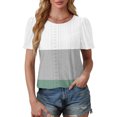 thumbnail image 4 of Plebaso Hauts pour Femmes Chemises à Œillets Manches Courtes T-Shirts Amples Col Rond Décontracté Blouses Tendance, 4 of 6