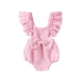 thumbnail image 1 of Gupgi Bow Jumpsuits for Infant Girls Summer Romper Baby Solid Color Flower Flying Sleeve Bodysuits 0-18M, 1 of 9
