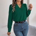 thumbnail image 2 of Timegard Formal Tops for Women V-Neck Long Sleeve Button Solid Color Tee Business Casual Loose Tops, 2 of 3