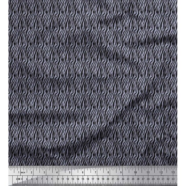 Soimoi Gray Polyester Crepe Fabric Wild Animal Skin Small Decor Fabric Printed BTY 42 Inch Wide