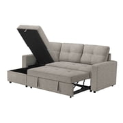 Urban Cali Venice 89.5" Wide Sleeper Sectional Sofa Bed with Reversible Storage Chaise (Brown)