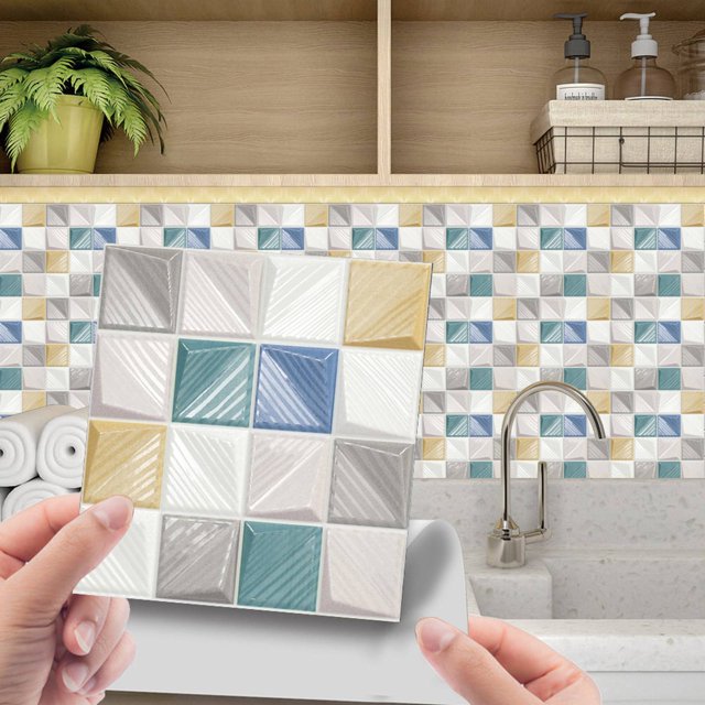 Lucoss 10 Pcs Self-adhesive Tile transfer for Home Decor, Peel and stick Tile Decal, Water-proof Backsplash Wall Tile Sticker for Kitchen Bathroom, 6x6inch