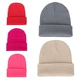 thumbnail image 2 of Men Women Solid Color Warm Woolen Knitted Cap Fluorescent Cuffed Beanie Hat, 2 of 10