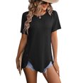 thumbnail image 1 of Avamo Ladies Tops Asymmetrical Hem Blouse Crew Neck T Shirt Soft Tee Work Tunic Black S, 1 of 4