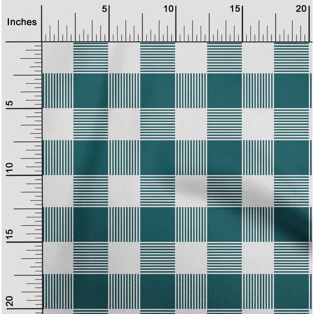oneOone Polyester Lycra Dark Teal Green Fabric Gingham Check Craft Projects Decor Fabric Printed By The Yard 56 Inches Wide