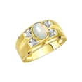 thumbnail image 3 of RYLOS Men's Rings 14K Yellow Gold Rings Classic Designer Style 8X6MM Oval Gemstone &  Diamond Ring Opal October Birthstone Rings For Men Size 11, 3 of 7