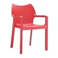 thumbnail image 1 of Compamia ISP028-RED Diva Chaise de Salle à Manger d'Extérieur en Résine avec Accoudoirs Rouge - Lot de 4, 1 of 13