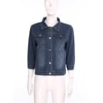 thumbnail image 2 of vastwit Veste Manteau en Denim pour Femme à Manches 3/4, Basique, Boutonnée, Extensible, avec Poches, Bleu Foncé, L, 2 of 8