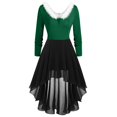 thumbnail image 1 of TJAZFJPA Robe Cocktail pour Femmes Cache Ventre Femmes Noël Patchwork Col en V Manches Longues Col en V Robe Asymétrique Collants pour sous Robes Robe de Collation des Grades, 1 of 7