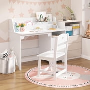 AKDSteel Wooden Study Desk for Kids – Writing Table with Hutch and Storage Cabinet, Children’s Computer Desk for Study Room or Bedroom
