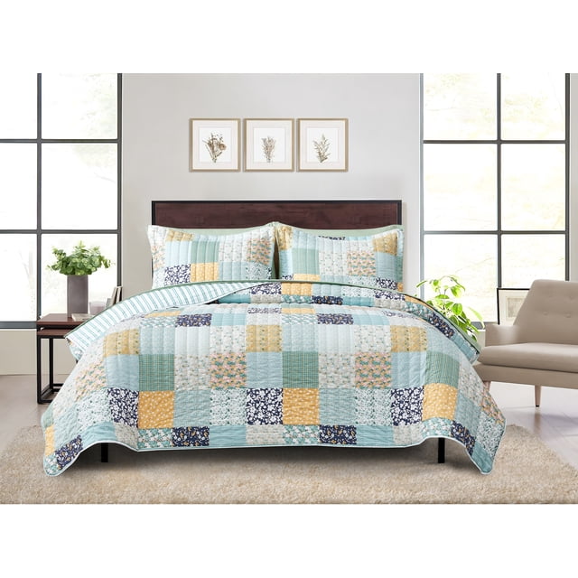 Mainstays All in One Lightweight Quilt Set and Sheet Set -7 Piece, Full, Patchwork