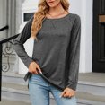 thumbnail image 2 of Timegard Womens Tops Round Neck Long Sleeve Comfy Loose Solid Color Blouse Casual Tops Basic Tee Shirts, 2 of 5