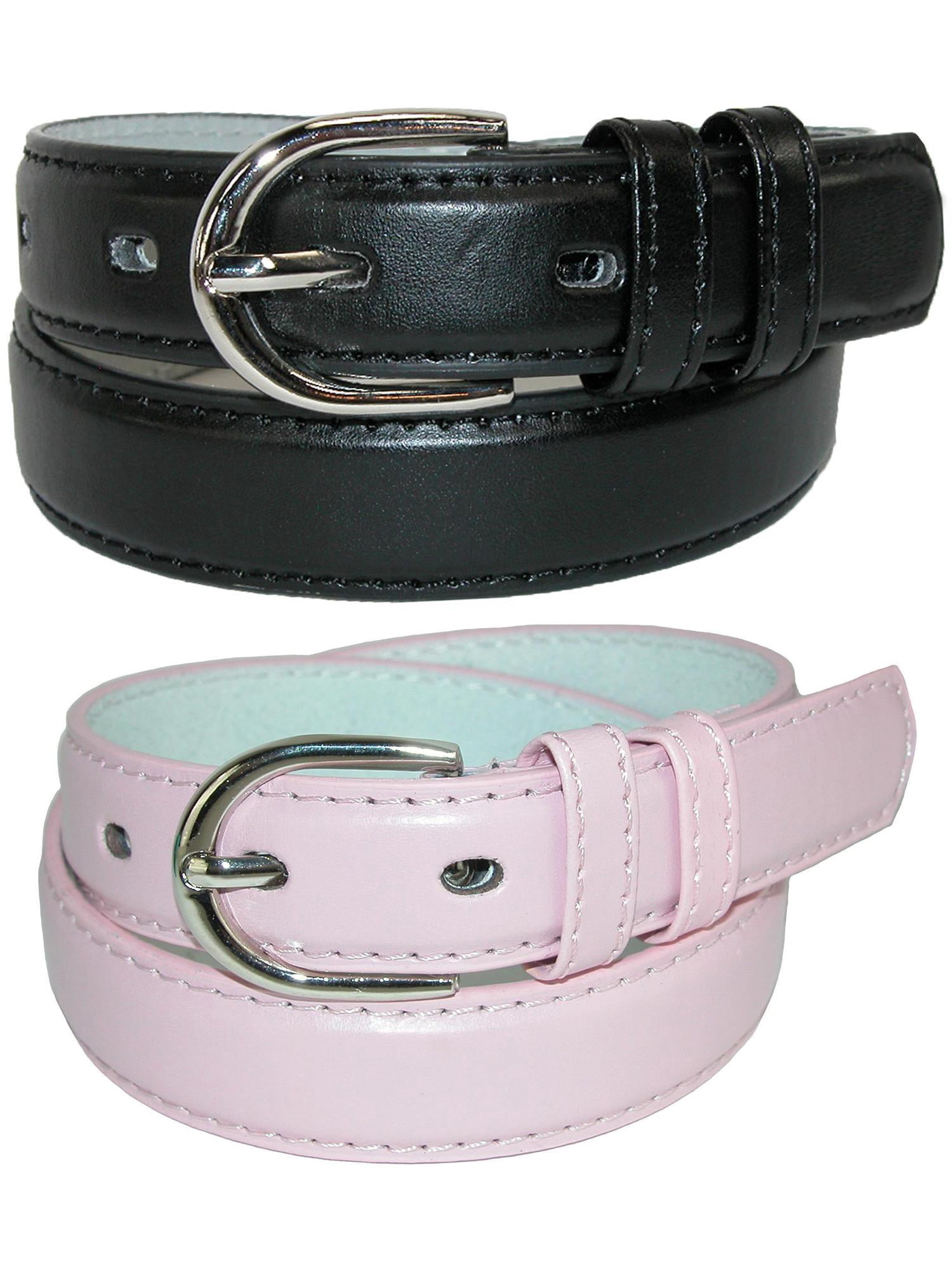 CTM® Ceinture Habillée en Cuir de Base pour Enfant (Lot de 2 Couleurs)