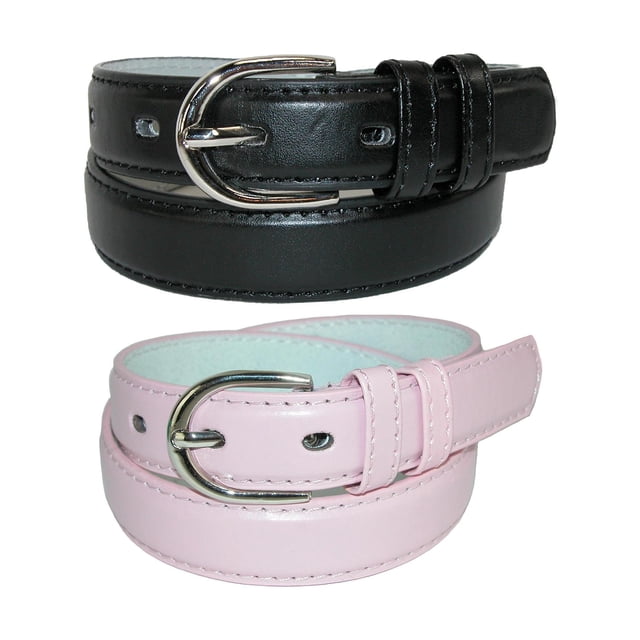 CTM® Kid's Basic Leather Dress Belt (Pack of 2 Colors)