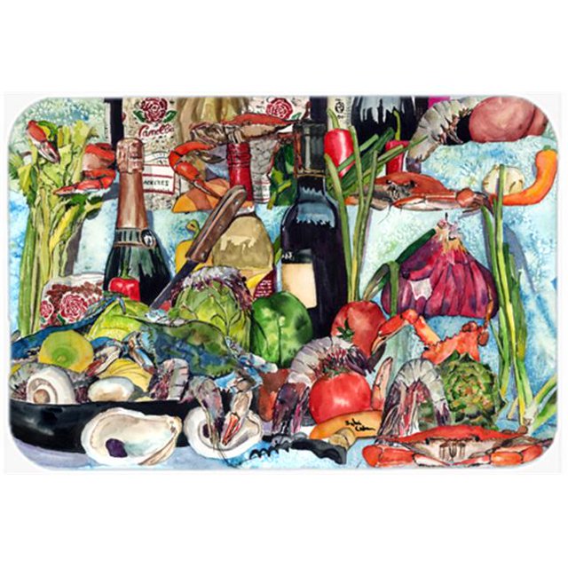 Carolines Treasures 8915CMT 20 x 30 In. Wine Crab Shrimp and Oysters Kitchen or Bath Mat