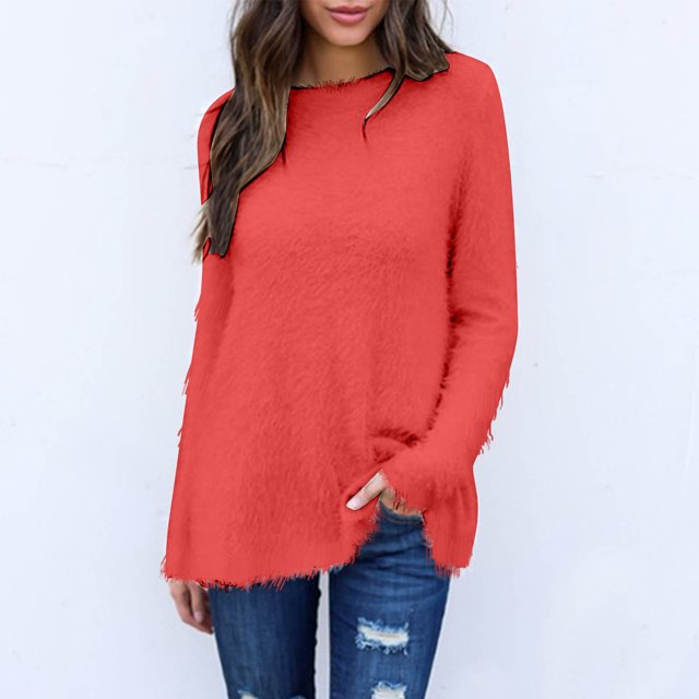 DPTALR Womens Winter Long Sleeve Round Neck Pullover Sweater