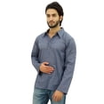 thumbnail image 3 of Atasi Kurta Gris pour Homme Chemise à Col Rabattu Col Ethnique Indien Vêtements-Petit, 3 of 7
