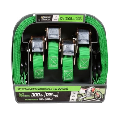 Attache à boucle à came, 3m (10 pi), 408 kg (900 lb), emballage de 4, vert