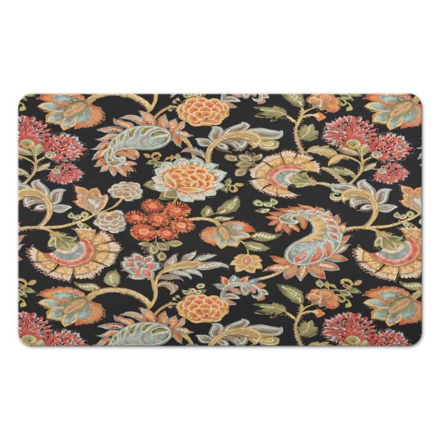 Small Accent Floral Green Rug 20x32 Inch - Modern Washable, Non-Slip Carpet for Bedroom, Bathroom, Entryway and Laundry Room - Distressed Area Rug
