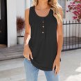 thumbnail image 2 of Dealovy Tank Tops for Women Crew Neck Buttons Ruched Summer Tunics Loose Solid Sleeveless Plain Blouses, 2 of 5
