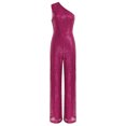 thumbnail image 3 of Xnihocha Combinaison une Pièce Sans Manches pour Femme, Robe de Soirée à une Épaule, Justaucorps à Paillettes, Robe de Soirée Rose Vif TG, 3 of 7