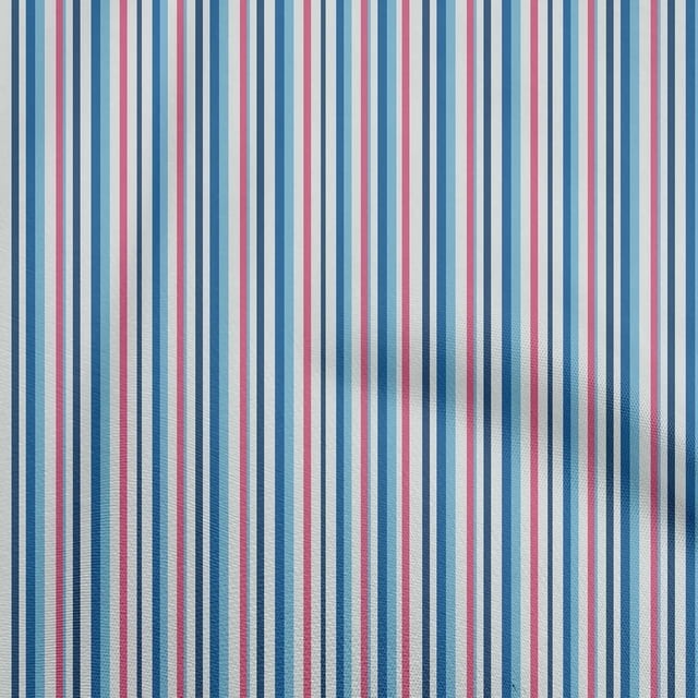 oneOone Rayon Royal Blue Fabric Stripes Sewing Material Print Fabric By The Yard 56 Inch Wide
