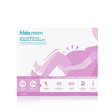 Frida Trousse d'Emballage pour Maman à l'Hôpital pour le Travail, l'Accouchement et le Post-Partum / Robe d'Allaitement, Chaussettes, Biberon Peri, sous-Vêtements Jetables, Serviettes Maxi Glacées, Doublures de Serviettes, Mousse Périnéale, Trousse de Toilette, Ensemble de 15 Pcs