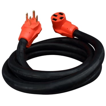 Valterra Rallonge A10-5010EH Mighty Cord; Rallonge 125/250 Volts; 4 Broches; 50 Ampères; Quatre Fils de Calibre 6 à 8; Longueur de 10 Pieds; Noir; avec Poignée à Prise pour Doigt à l'Extrémité Masculine
