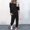 thumbnail image 2 of Yuyuzo Womens Casual Solid Color Set Sweatsuit Pullover Jogger Pants Two Piece Outfit Tracksuits, 2 of 6