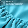 thumbnail image 3 of Bare Home 2-Pack Fitted Sheets - Premium 1800 Collection - Ultra-soft - Deep Pocket - Twin, Aqua, 3 of 7