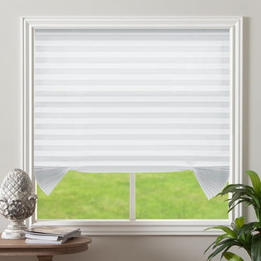 Biltek Stores Plissés en Tissu Filtrant la Lumière Découpés sur Mesure, Stores de Fenêtre en Tissu Sans Cordon pour l'Intimité - 48 Pouces L x 72 Pouces H, Blanc