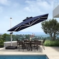 thumbnail image 2 of PURPLE LEAF Parasol de Patio Carré de Luxe de 11 Pi à DEL Alimenté par Solar avec Base, Grand Parasol Déporté à Mât Décentré avec Rotation à 360°, Bleu Marine, 2 of 16