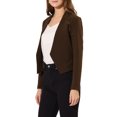 thumbnail image 4 of Blazer de Travail pour Femme Sans Col, Veste de Tailleur Chic Décontracté, Blazer Court, P Café, 4 of 8