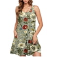 thumbnail image 5 of Ovzne Robes pour Femmes Robe de Plage Robe Décontractée pour Femmes Grande Taille Sans Manches à Col Rond Courte Robe Fleurie Robe de Vacances Liquidation, 5 of 5