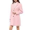 thumbnail image 2 of INSPIRE CHIC Manteau Long d'Hiver pour Femme à Revers Cranté, Manches Longues, Simple Boutonnage, Rose, TP, 2 of 7
