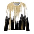 thumbnail image 5 of IROINID T-Shirts à Manches Longues pour Femmes Manches 3/4 Chemises de Détente Pull Tunique Ample Blouse Imprimée Col Rond, Jaune, 5 of 5