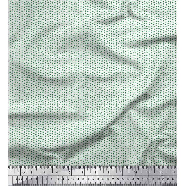 Soimoi Green Moss Georgette Fabric Stars Star Printed Fabric 1 Yard 42 Inch Wide