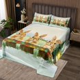 thumbnail image 2 of Christmas Rabbit Kids Queen Coverlet Set Cute Cartoon Animal Bedspread Set For Boys Girls,Xmas Pine Tree Winter Snowflakes Quilt Set Rustic Wooden Railings Holiday Bed Set, 2 of 5