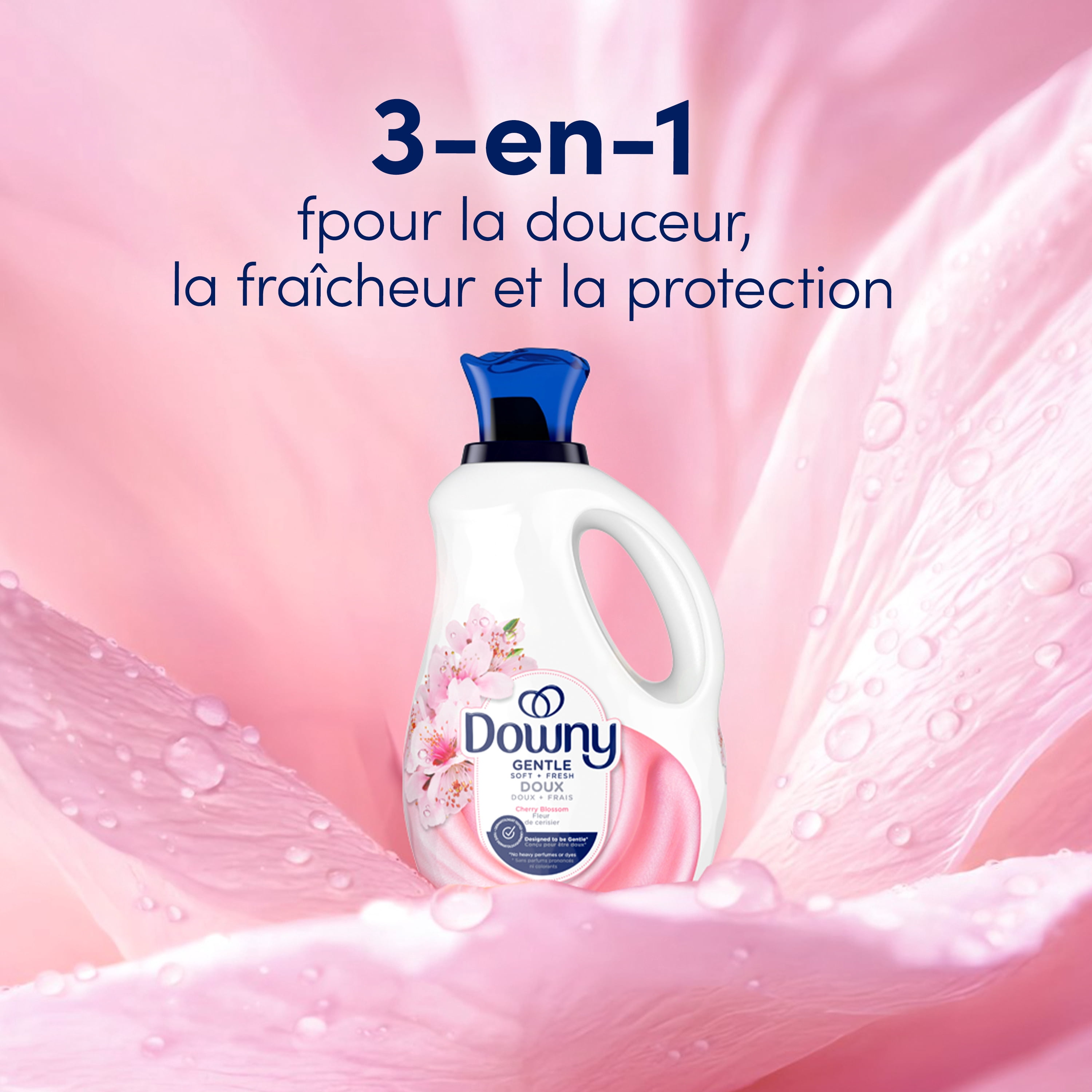 Downy Gentle Soft + Fresh Fabric Softener Liquid, Cherry Blossom Scent, 1.66 L, 83 loads, Liquid Fabric Softener Designed to be Gentle on Skin