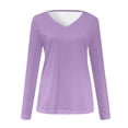 thumbnail image 4 of Timegard Womens Tops V-Neck Long Sleeve Basic Tee Solid Color Comfy Blouse Fall Casual Tunic Tops, 4 of 5