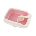 thumbnail image 4 of Cat Litter Box Open Top Kitty Litter Box Tray Semi Enclosed Cat Sand Basin with pink S, 4 of 9